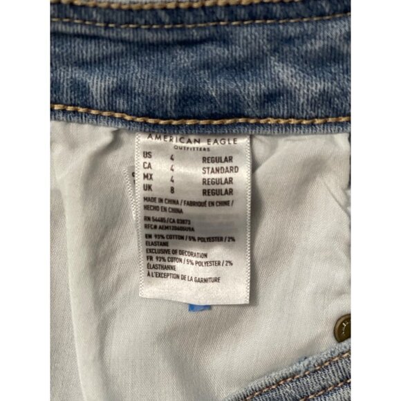 AEO AMERICAN EAGLE Super Stretch Women's A-Line Jean Skirt Size 4 Denim Y2K Mini - Picture 8 of 11